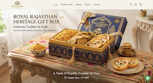 Royal Rajasthan Heritage gift box with bhujia, mathri, and ghevar