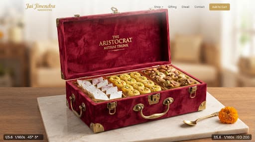 Aristocrat Mithai Trunk with kaju katli and kesar peda