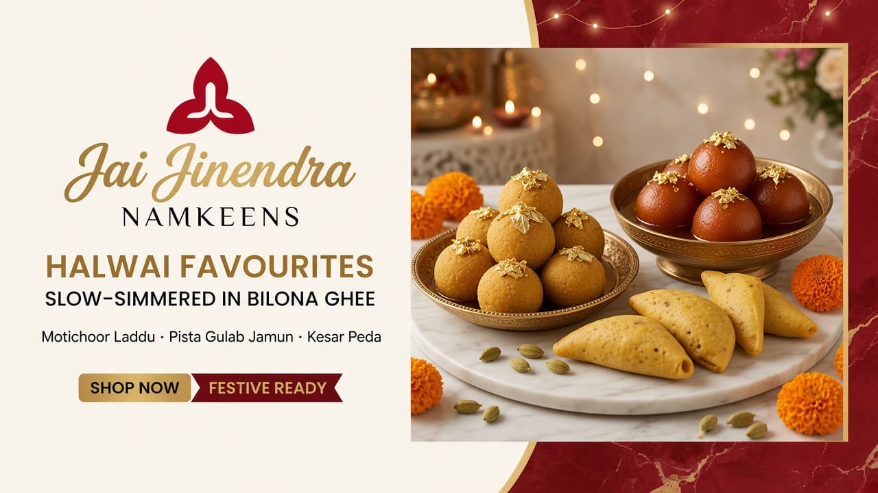 Assorted Jai Jinendra sweets arranged for an event